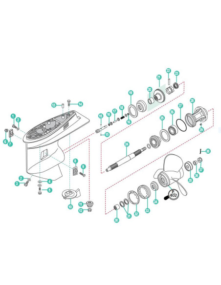 copy of éclaté du bas de l'embase yamaha F30A/E/M - F40B/E/T