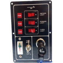 tableau 3 interrupteurs/testeur de batterie/allume cigare et porte fusibles