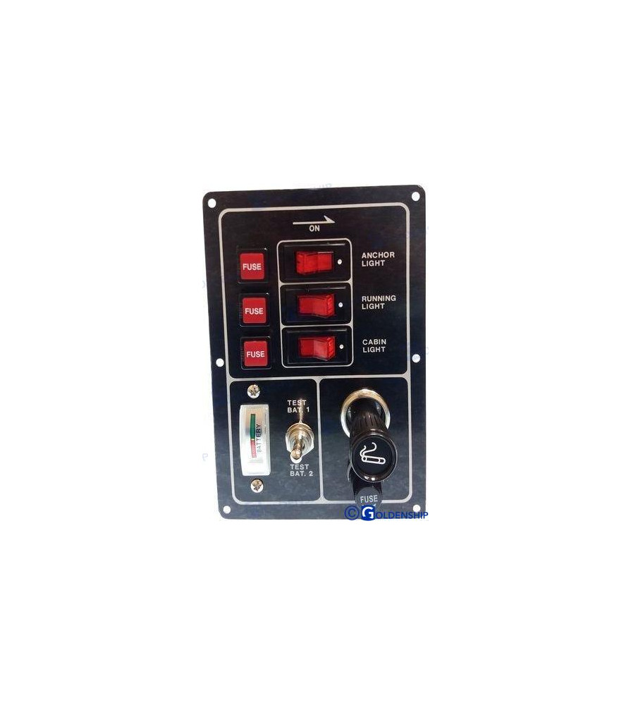 tableau 3 interrupteurs/testeur de batterie/allume cigare et porte fusibles
